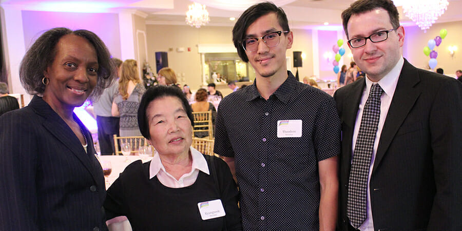 Kyungsook K. Petrahai, second from left, created a scholarship fund in memory of her husband to support students attending public colleges in Connecticut. Kyungsook K. Petrahai, second from left, created a scholarship fund in memory of her husband to support students attending public colleges in Connecticut.